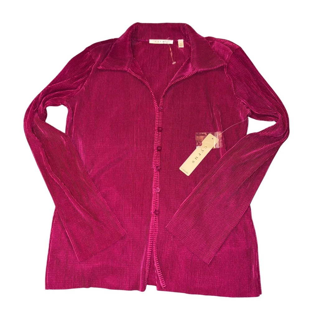 Cyrus Women's Blouse in Vibrant Fuschia Pink, NWT & Extra Button